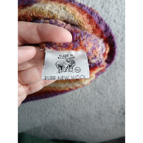 Vintage Judith Glue Sweater Womens Medium Wool Purple Stripe Cardigan Scotland - Picture 6 of 7